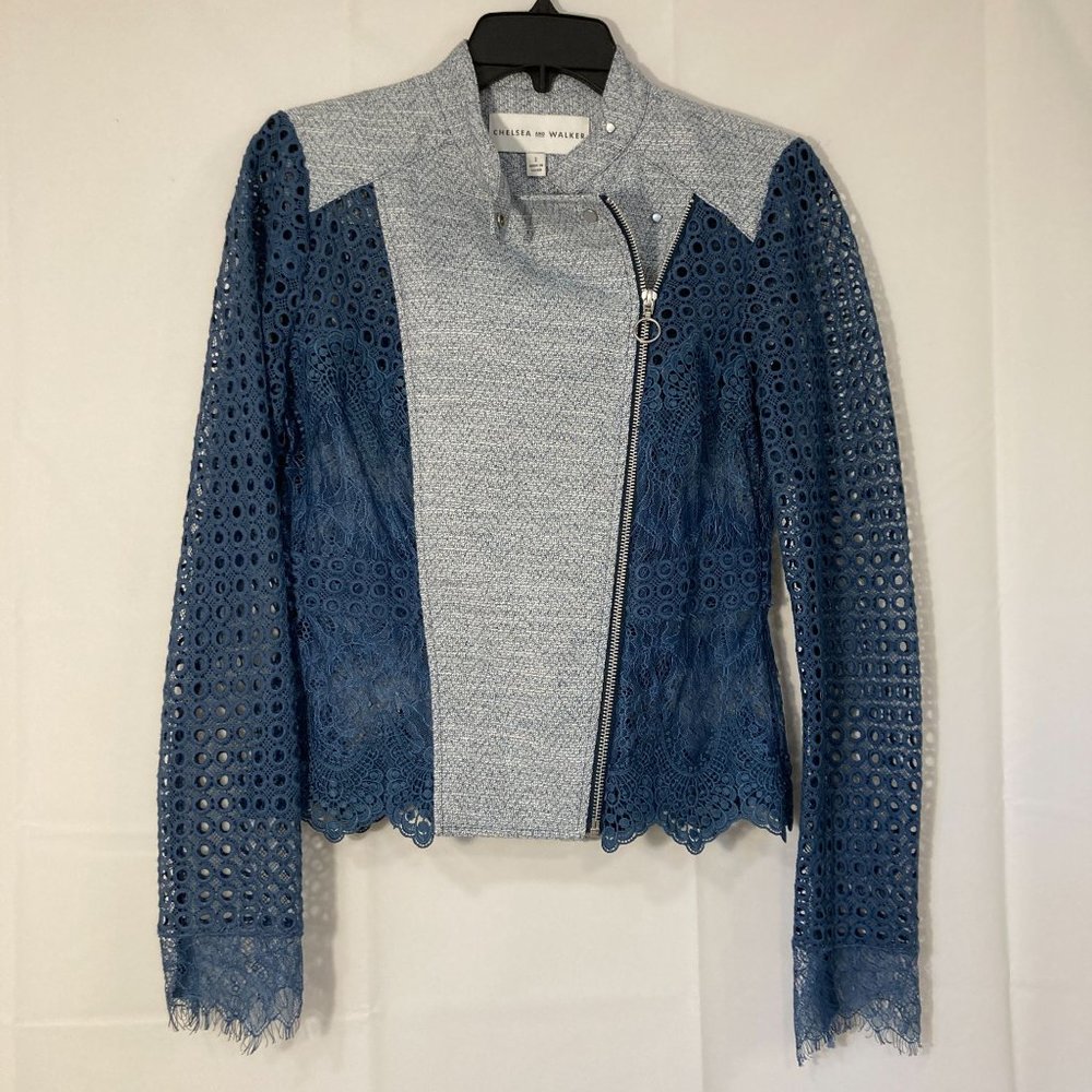 Chelsea & Walker Size 2 Gray Blue Lace Jacket
